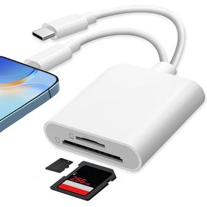 2 in 1 SDカードリーダー、ポータブルType-Cカードリーダー、デュアルスロットストレージカードリーダー、iPhoneやiPadのカメラに対応