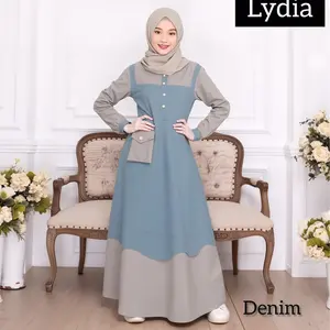 Lydia Baju Gamis Muslim Remaja Wanita Tanggung Dres Crinkle Airflow Usia 11-17 Tahun Syari Lebaran Anak Cantik Nyaman