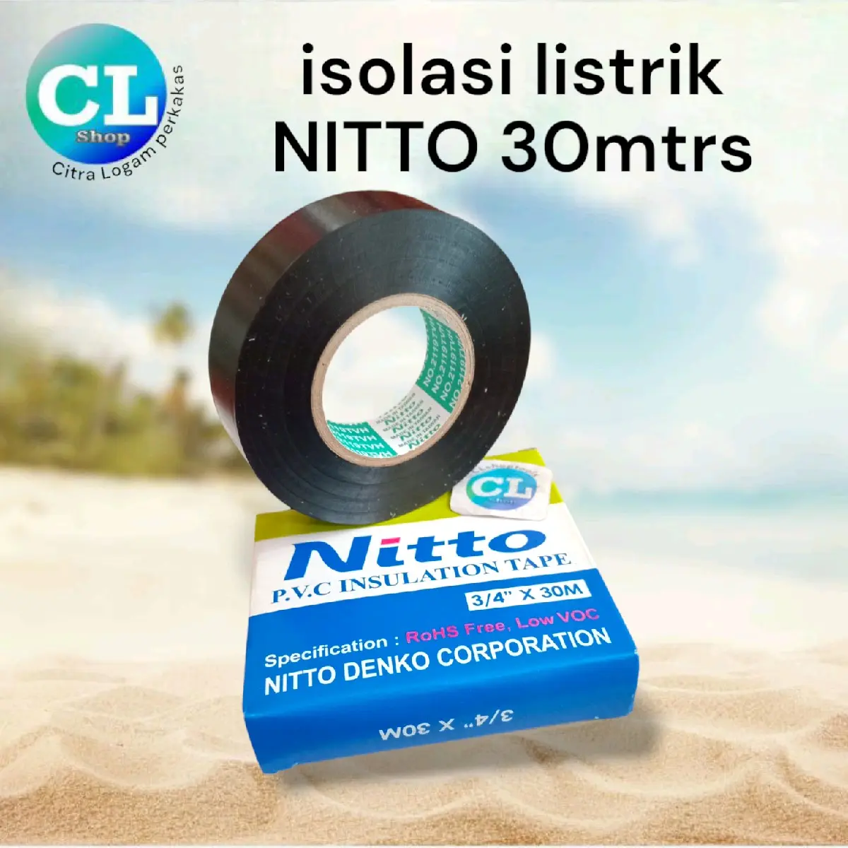 ISOLASI KABEL LISTRIK unibell / nitto hitam 3/4" penutup sambungan socket kabel 18mm x 30mtr solasi tape