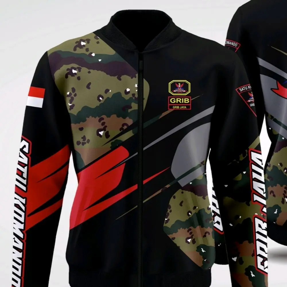 JAKET GRIB JAYA LORENG GARIS MERAH MOTIF SUPER KEREN