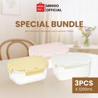 Gambar [SET BUNDLE 3PCS] Miniso Diamond-Patterned Food Container 1200mL Plastik Wadah Makanan Food Prep Tempat Lauk Multifungsi Minimalis - Bundle 3pcs dari minisoshopid Kab. Karawang 1 Tokopedia