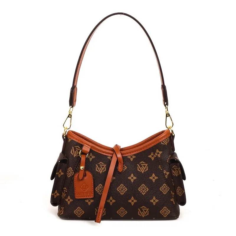 Túi xách công sở hộp nữ đeo chéo đeo vai da nâu cao cấp size 23cm hoạ tiết chữ đi làm đi chơi du lịch sang trọng