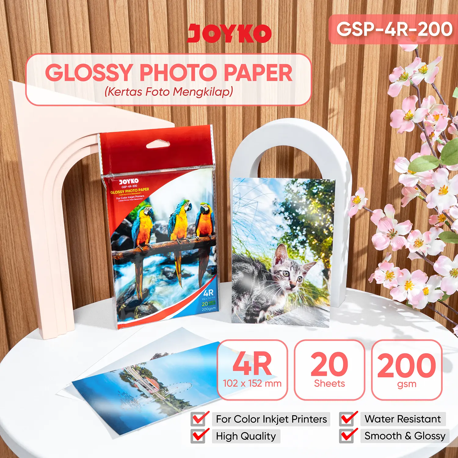 JOYKO Glossy Photo Paper Kertas Foto Mengkilap GSP-4R-200 gsm Isi 20 Lembar