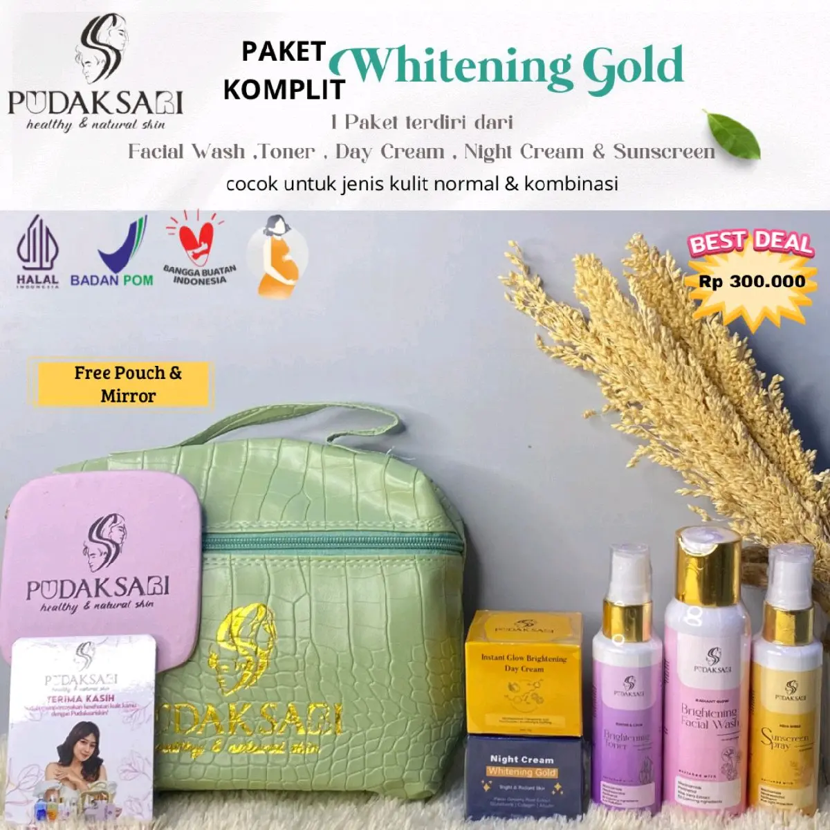 Paket Wajah Flek Whitening Gold Pudaksari atasi Flek bandel