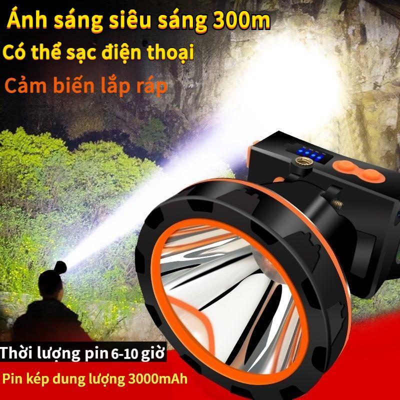 Đèn Pin Đội Đầu Siêu Sáng3000mAh 300-400M Chống Thấm Nước Có Thể Sạc Lại Tiện Dụng