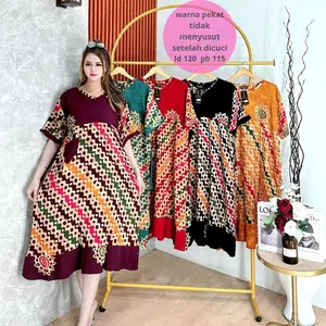 Daster Jumbo Batik Cap Rayon Pekalongan Tebal Wanita Adem Busui Resleting Depan ld 120 Pb 115 Nyaman Dipakai Tidur Seharian Kain Lembut Tali Samping Motif Cantik daster tebal daster cap Dress Pendek - Panjang