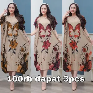 PAKET DASTER LOWO 3PCS  100RIBU MOTIF FLORA LD 130CM PB 110CM RAYON  BUSUI FRIENDLY NYAMAN