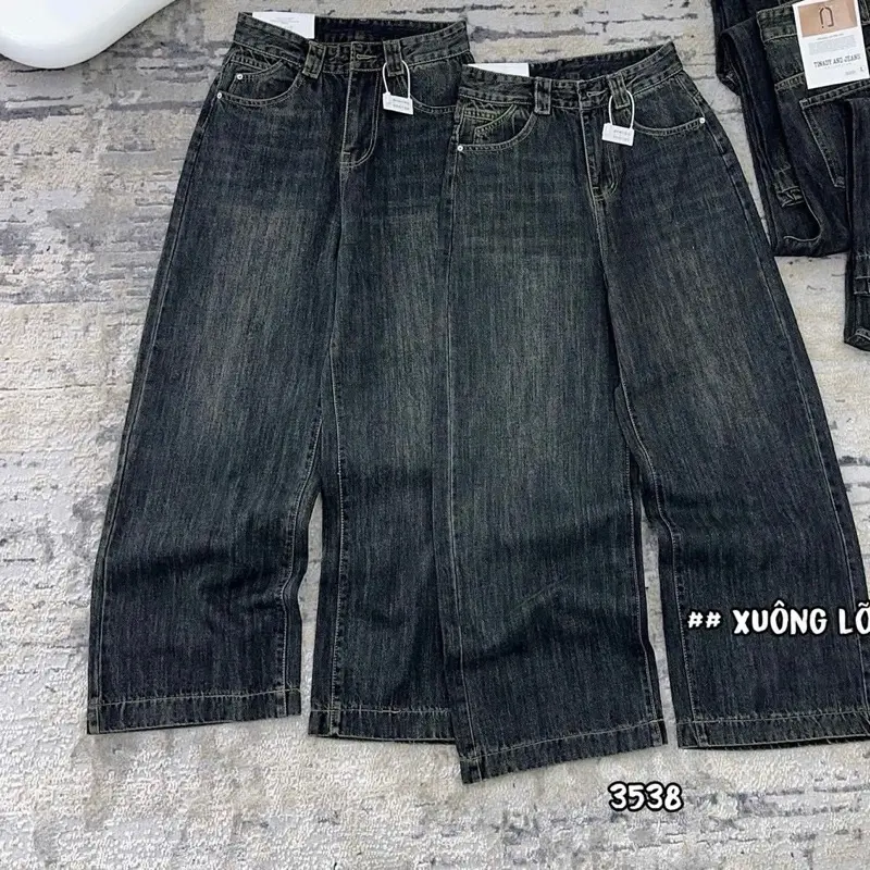 Suông lỡ kiểu 9 tất lưng cao chất jean qc dài 93-95cm 1