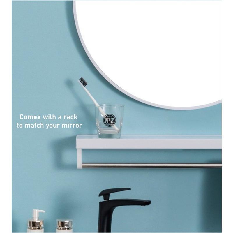 Product Introduction of Circular Hanging Mirror with Shelf - Decorative Round Mirror for Bathroom and Makeup Area - Scandinavian Design - Minimalistic Look 6