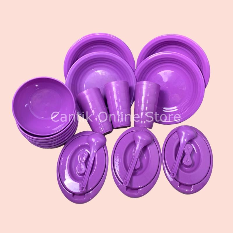 Product Introduction of Prasmanan set Plastik isi 18 pcs (6pcs Piring+6 Pcs Mangkok+3 Pcs Basi Mini (500ml) +3 Pcs Gelas Ulir) Free Centong sayur mini Makan 1