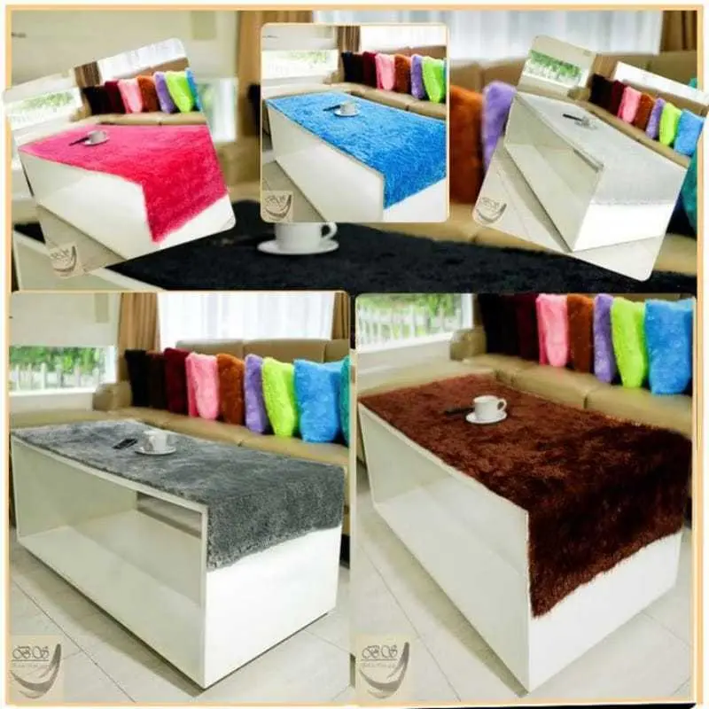 Taplak Meja Bulu Rasfur Korea Premium Lembut Anti Rontok UK 100X50