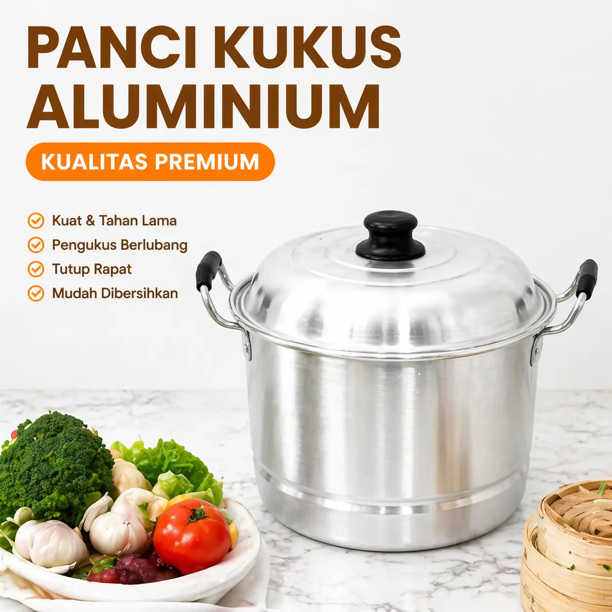 Kompor kukus aluminium multifungsi, kokoh tahan lama, mudah dibersihkan, pilihan memasak sehat（Kisi penguapan）