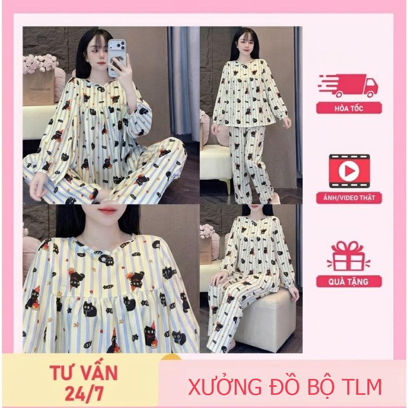 Đồ bộ nữ đồ mặc nhà lụa thái tay dài