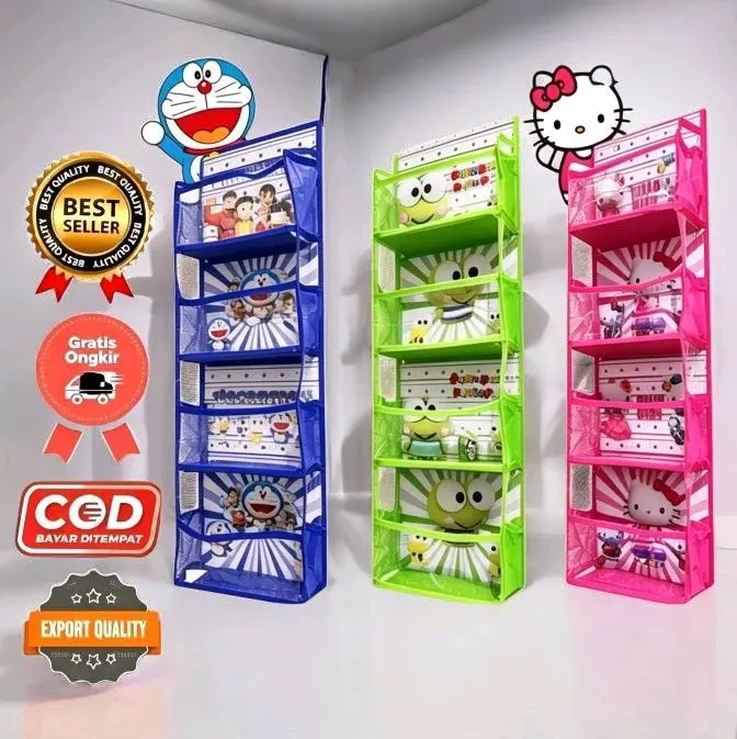 promo Rak Kosmetik Karakter Doraemon Keroppi Hello Kitty dengan Desain Menarik dan Warna Cerah untuk Penyimpanan Kosmetik Anda