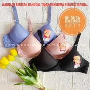 ( 3 PCS ) BH Busa Fidilla Bra Busa tipis Tanpa Kawat Kait 2 Bahan Adem Halus Nyerep Keringat Warna Random
