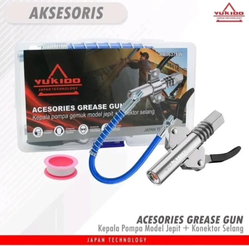 Kepala Pompa Gemuk model Jepit + Konektor selang Grease Gun Original YUKIDO Japan Technology Bergaransi Resmi 3