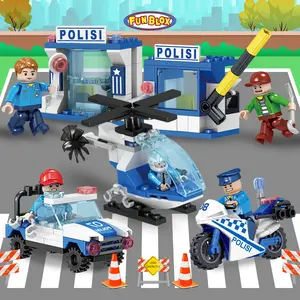 ISI 5 MAINAN Bricks Balok Susun Anak Model Polisi DIY Puzzle Block Toy - Tim Polisi Playgo 5 in 1