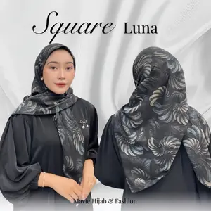 Hijab Square Luna Segi Empat Black Series Motif Limited Edition By Mavie Hijab