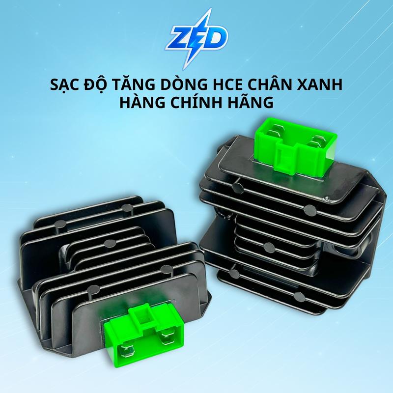 Sạc Độ Tăng Dòng HCE Chân Xanh - Tăng Dòng Ổn Định Điện Áp Nạp Xả Cực Tốt Tự Ngắt Khi Nạp Đầy Chịu Tải Lớn - Lắp Cho Xe Honda Yamaha - Bảo Hành 12 Tháng