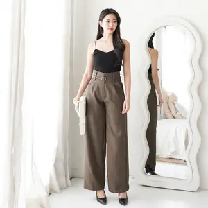 Veyn Livery - Ghea Pants Highwaisted Pinggang Tali - Celana Kerja Kasual Wanita - Celana Kantor Wanita ivory ootd