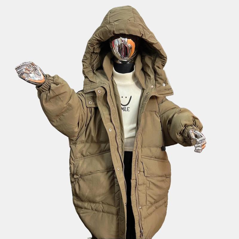 MẸ THÓC K1 Áo khoác phao dáng dài size đại màu nâu đơn giản hàng QCCC by KID CLOTHING