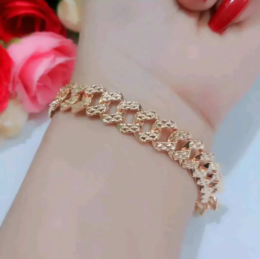 Gelang Tangan Wanita Dewasa Motif Rantai Sisik Naga Rose Gold Terbaru 2026 Emas