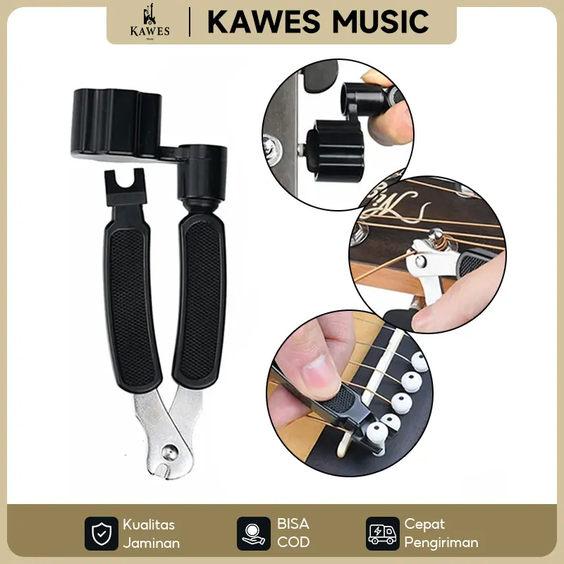 KAWES Alat Pemutar Winder+Pemotong Senar+Congkel Peoplengait Pin Gitar Tools