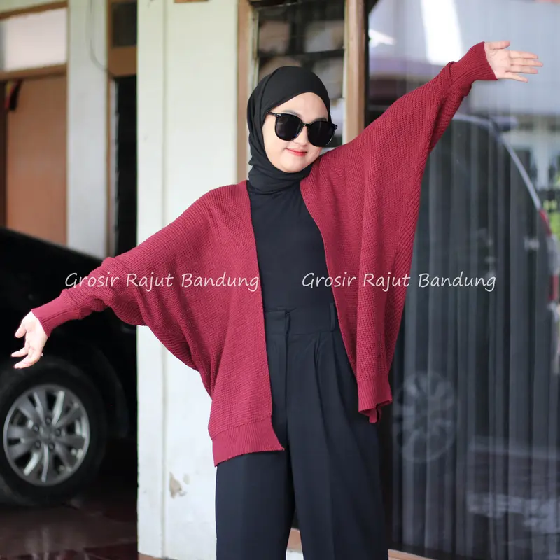 Cardigan Rajut Oversize Batwing Sweater Atasan Kalong Tangan Panjang 3