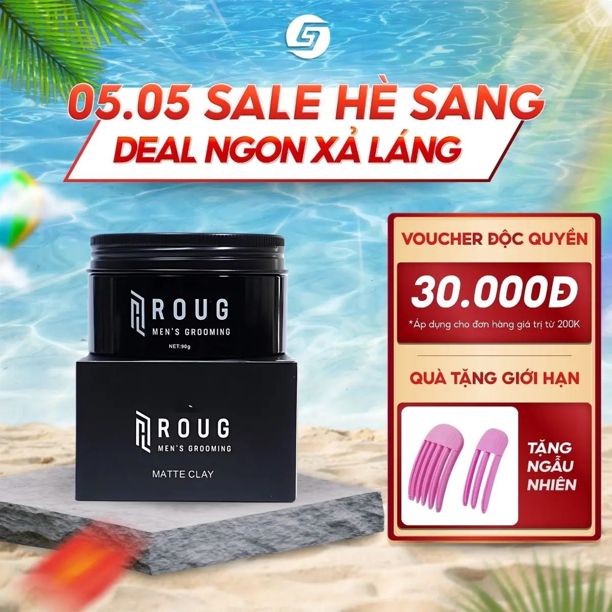 Sáp Vuốt Tóc Roug Men's Grooming Matte Clay - Sáp Roug Đen 90g Dành Cho Tóc Mỏng Khả Năng Giữ Nếp Cao 24h, Hỗ Trợ Chăm Sóc Tóc, Dưỡng Tóc Kiểm Soát Mồ Hôi Dầu Thừa - Tặng Kèm Lược Roug
