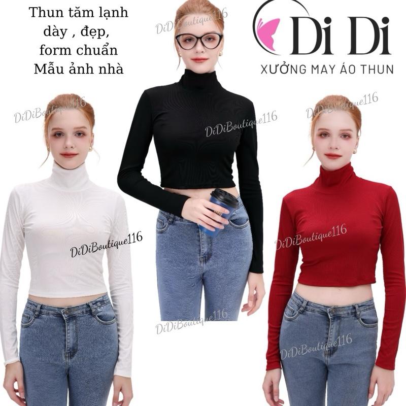Combo3 Áo thun croptop cổ lọ nữ tay dài ủ kem ôm body . Chất thun tăm lạnh mịn mát , không xù lông, không nhão vải .Didi boutique 116