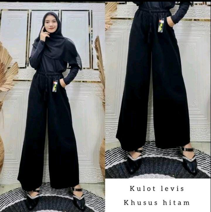 KULOT JEANS JUMBO [ M L XL XXL ] SNOW TALI SERUT | KULOT LIPAT JEANS PINGGANG FULL KARET | CELANA KULOT JEANS SNOW TALI SERUT  Celana Panjang Wanita Dewasa 9