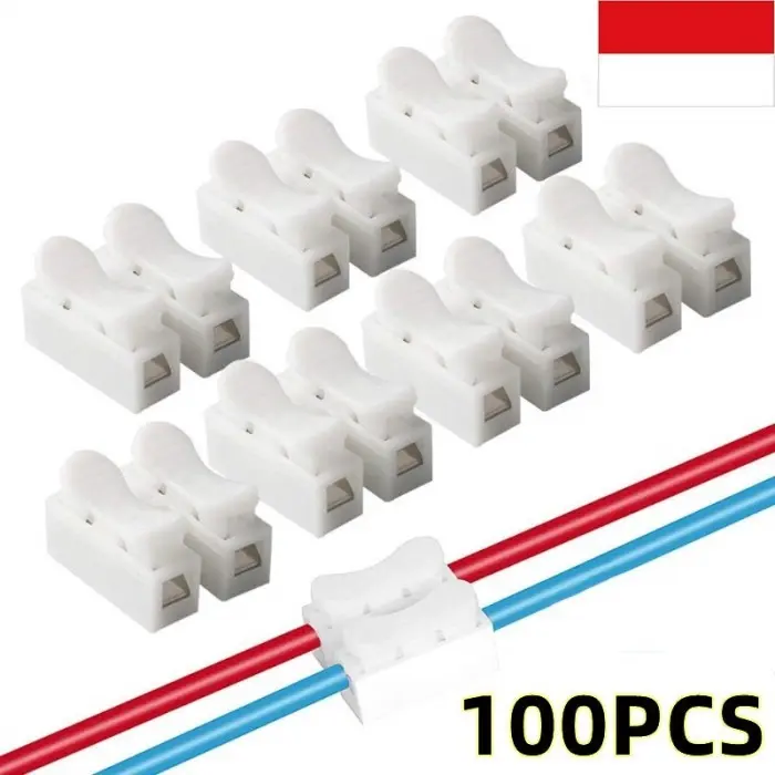NEW SERIES 100pcs Quick Connect Terminal Connector Sambungan Kabel Listrik 2 PIN Jepit CH2