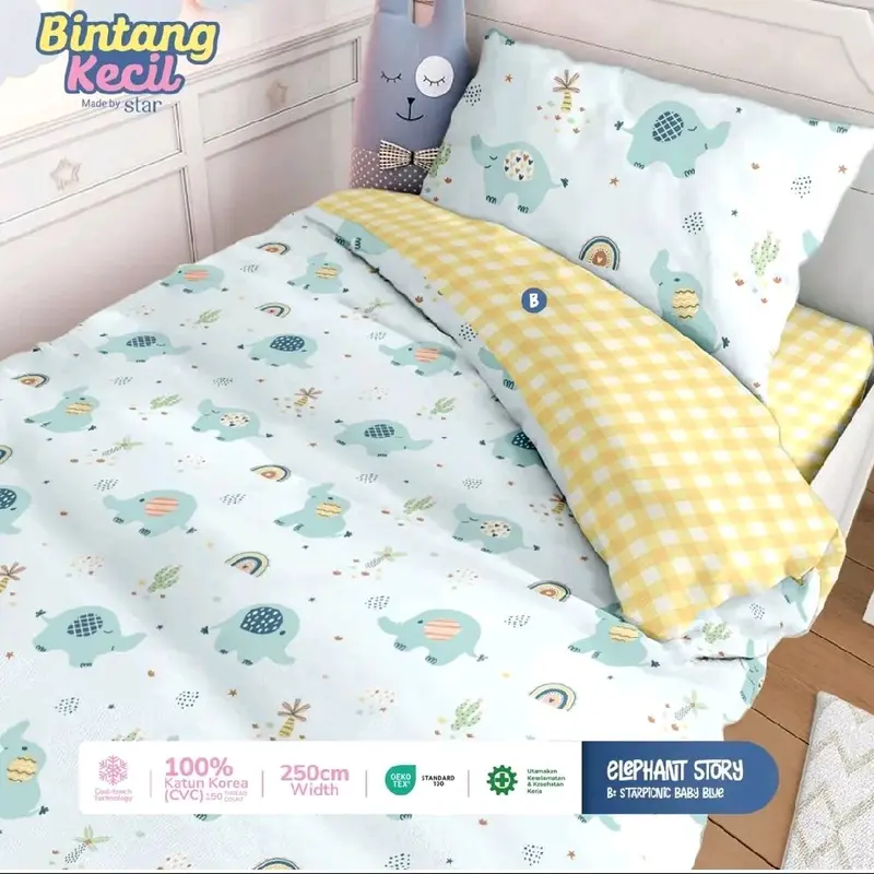Bedcover Set Motif Terbaru Katun Star Anak Ukrn 160x200 - 200x200 8