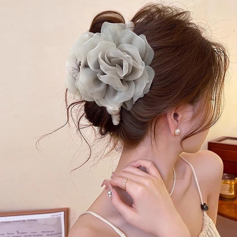 Kẹp Bắt Hoa Hồng Lưới Thiết Kế Mới Cho Nữ, Thiết Kế Đẹp, Kẹp Cá Mập Mới 2025, Kẹp Tóc Mũ Đội Đầu Sau, Mũ Đội Đầu, Phụ Kiện Sang Trọng 4