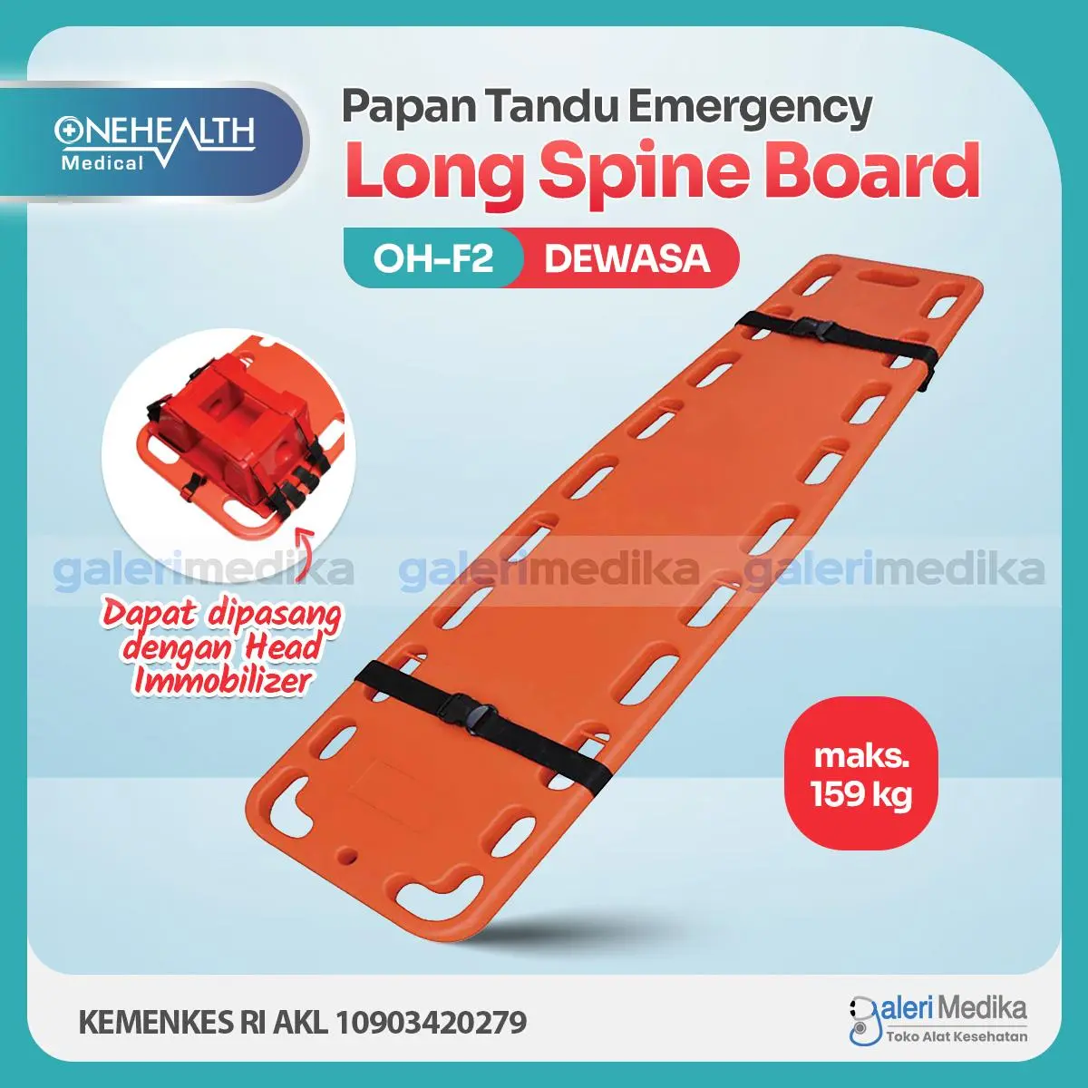 Long Spine Board OneHealth OH-F2 / OH F2 Papan Tandu Emergency / Spinal Board Darurat