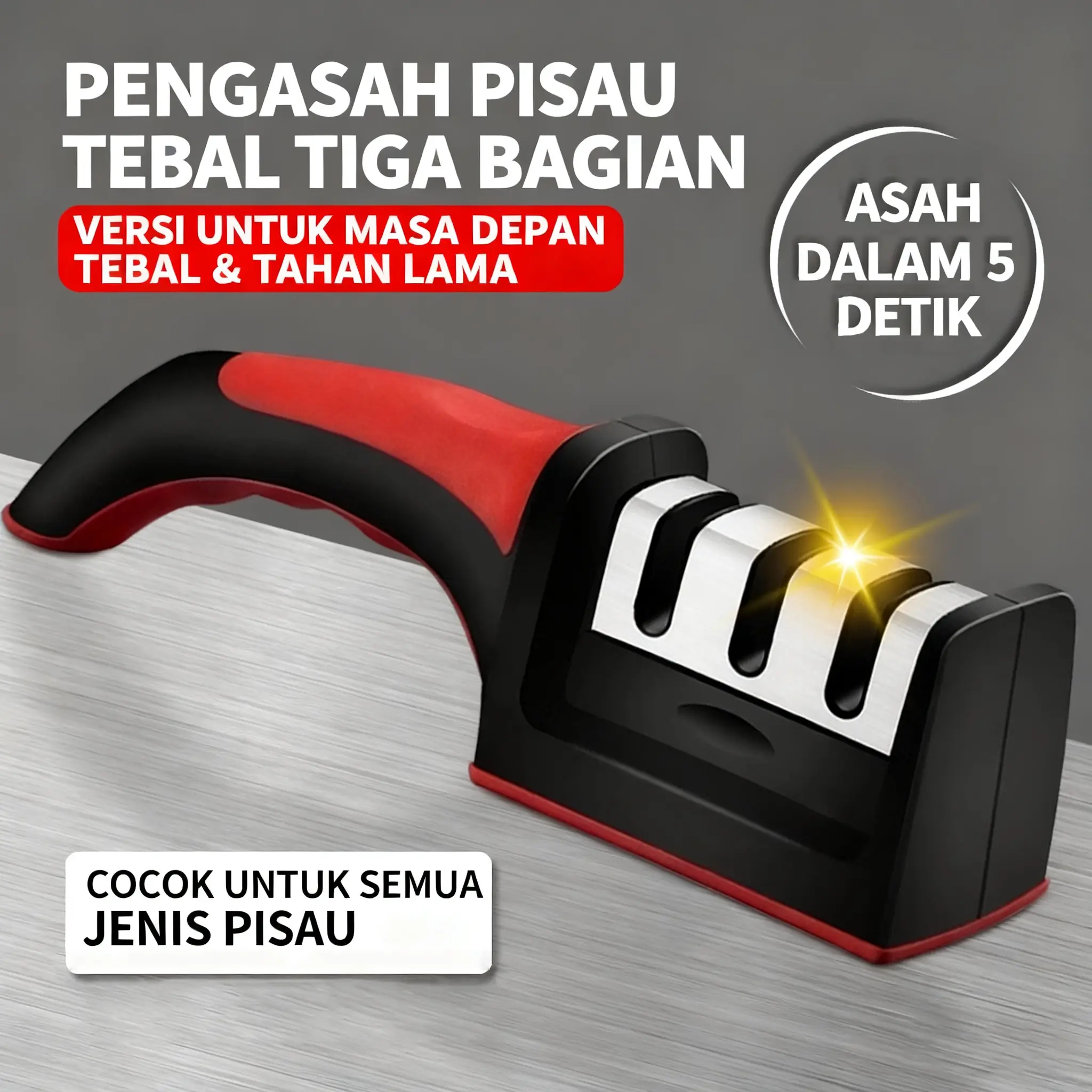 Batu Asah Pisau Multi Guna Anti Selip Penolong Dapur Hebat Membuat Pisau Lebih Tajam Penggilingan Halus Cepat Hemat Tenaga Kerja Stabil Andal pengasah super pengasah pisau 3in1 tahan karat