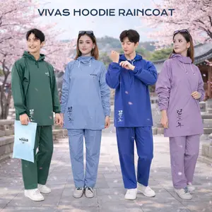 NEW ARRIVAL JAS HUJAN HOODIE BEST SELLER ASIAN SERIES PRIA WANITA PVC 0,25 BY VIVAS RAINCOAT