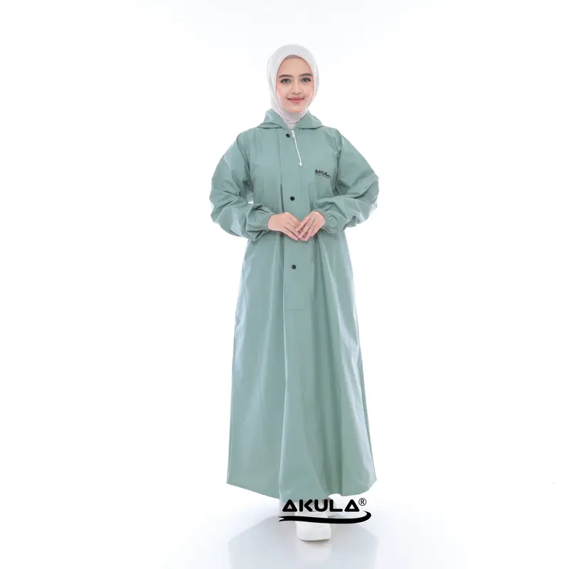 Akula Jas Hujan Gamis Wanita Dewasa Bahan Tebal Awet Anti Rembes 3