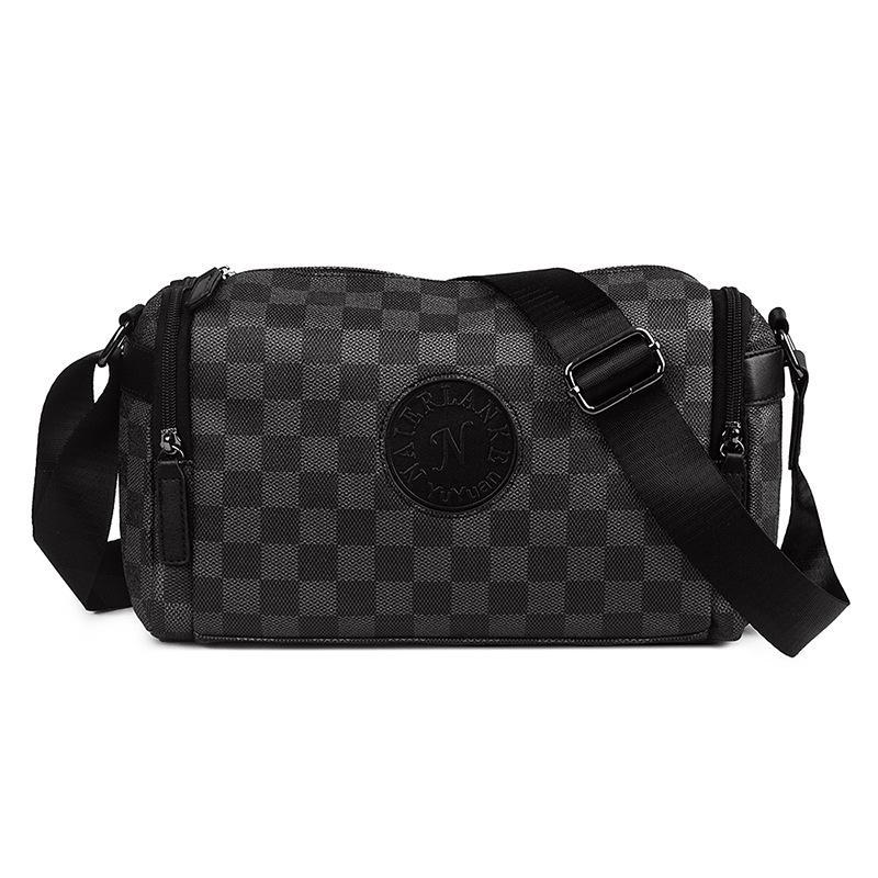 Product Introduction of Stylish Plaid PU Leather Men's Shoulder Casual Oblique Bag Simple Business Bag Square Bag 6