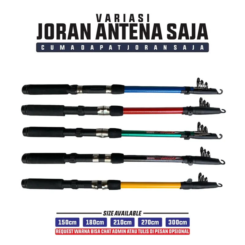 Satu Set Pancing Murah Antena Teleskopik 3-5kg Tinggal Pakai Termurah Joran dan Reel 150cm-300cm Bonus Tas Umpan Bisa Pilih Joran Saja Atau Set Komplit 1