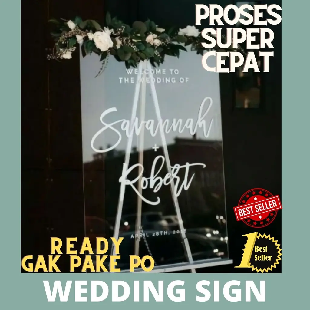 acrylic welcome sign akrilik 40x60 2mm wedding akrilik saja lamaran acrilic papan nama engagement