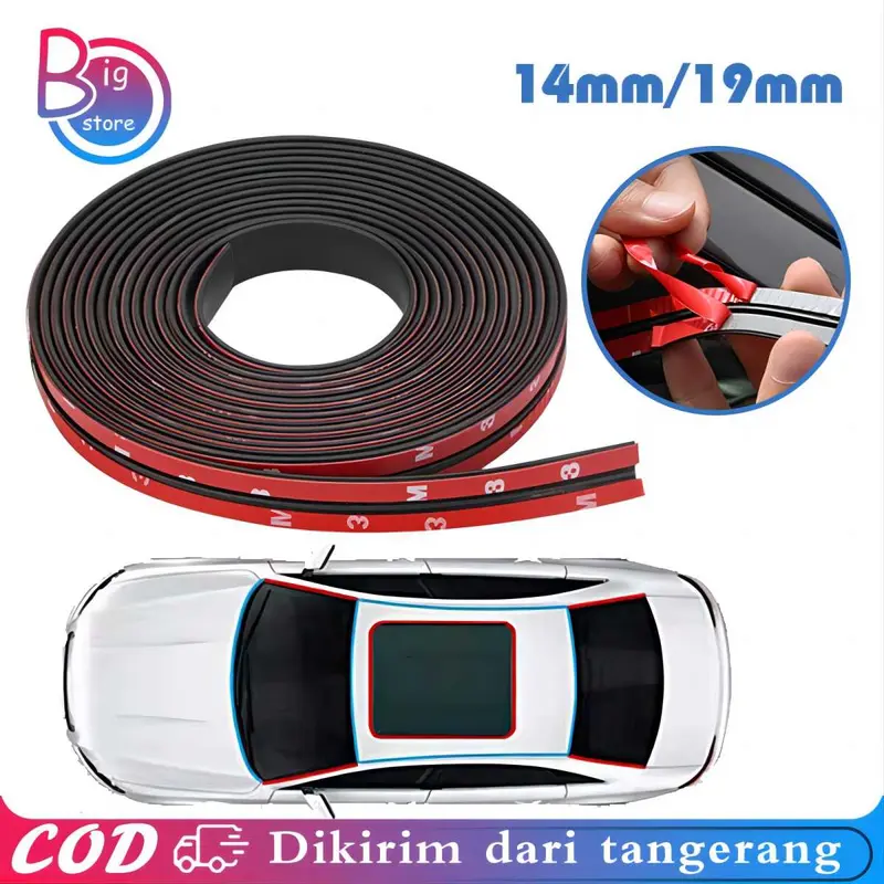 2 Meters Karet List Kaca Mobil 14mm/19mm Karet Kaca Mobil Universal Peredam Suara Anti Debu Air Pelindung Pinggiran Penyegel Jendela 0