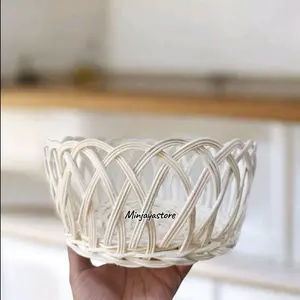 keranjang rotan kiring bulat tempat buah hampers parsel seserahan pernikahan souvenir Snack murah kebutuhan rumah keranjang penyimpanan