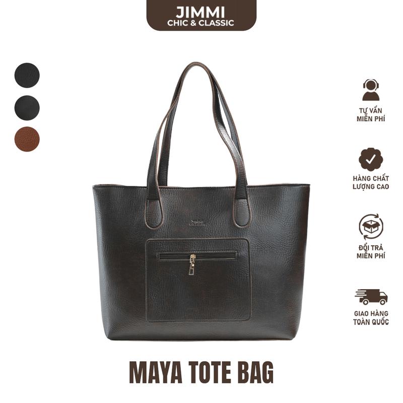 Túi Xách Nữ Da Công sở Đeo vai Đeo chéo MAYA Tote Bag Jimmi Size lớn đựng Laptop 14-16in tài liệu A4 dành cho Văn phòng Giáo viên Sinh viên