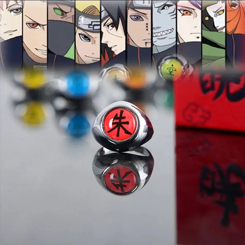 Isi 10 Cicin Cincin Akatsuki Naruto Cincin Itachi Style Adjustable Party Accessories Anime Ring Jewelry Akatsuki Cosplay Ring Creative Gift 7