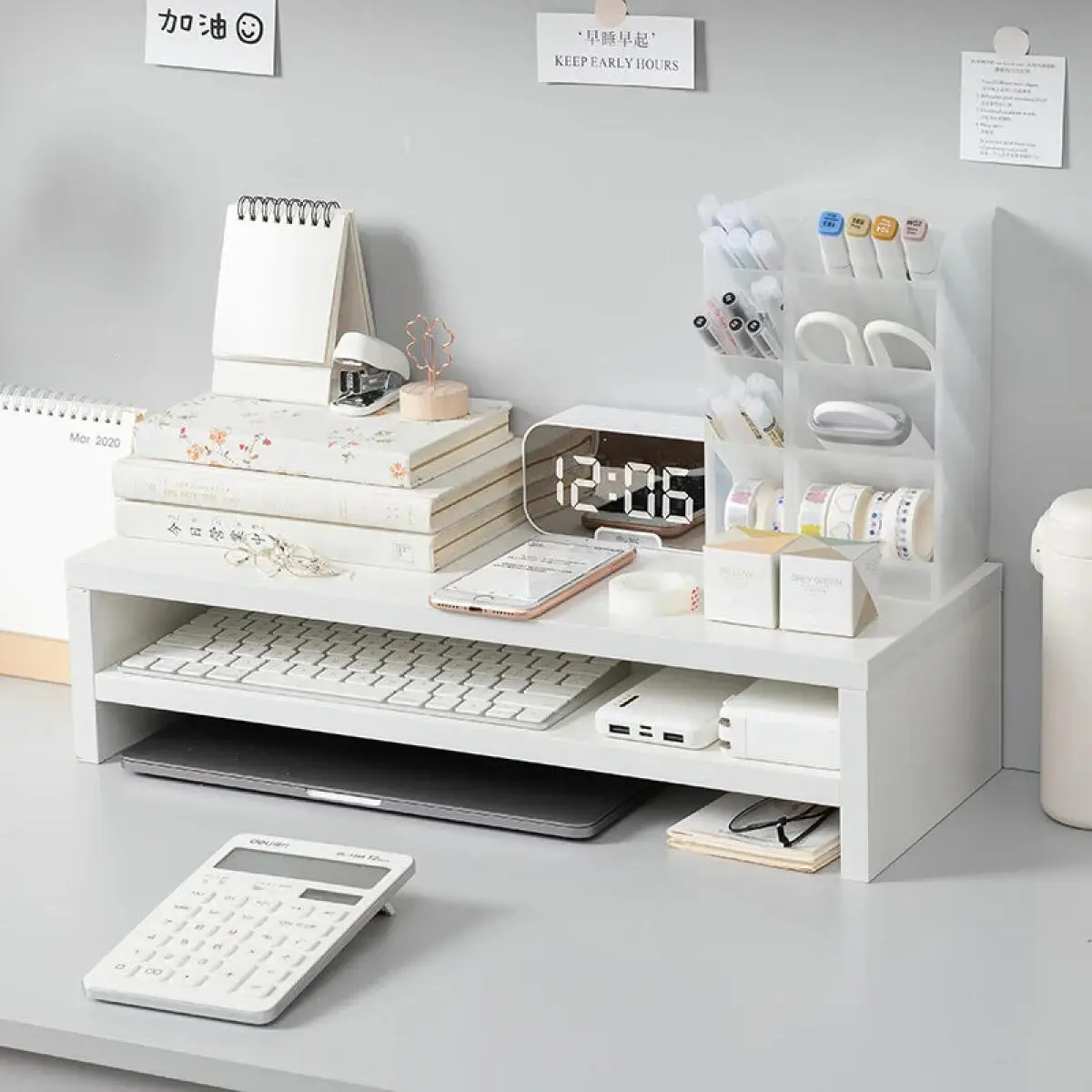 Monitor stand riser  double-deck Monitor Stand Monitor Riser - Ergonomic Laptop Stand Desk Organizer Keyboard Storage