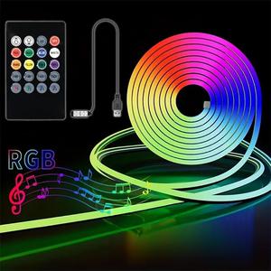 tira led neón rgb 5m impermeable ip65, luz flexible con app y control, decoración para cuarto, exterior y fiesta