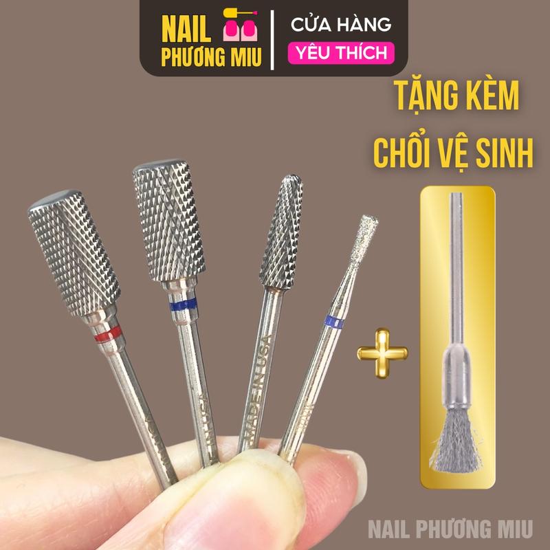  Combo 4 Đầu Mài Titan Đúc Đặc Bo Viền Làm Nail Mài Mịn Phá Bột Gel Mài Chân Móng Khoé Da Không Nóng Nail Phương Miu 