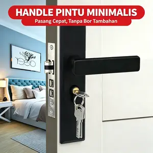 Handle Pintu cocok untuk Rumah Minimalis Kuningan Cermin Desain Minimalis Kualitas Premium untuk Pintu Rumah Inti Kunci Tembaga Suara Senyap Praktis Digunakan Tampilan Mewah Desain Elegan Awet dan Tahan Besi Elektroplating COD Tersedia