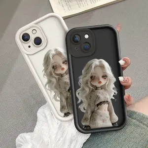 Case For Realme C71 C75 C75X Note 50 Note 60 C61 C63 5 5i 5s 7i C2 C11 2020 C11 2021 C12 C15 C17 C20 C21Y C25 C25Y C30 C30S C31 C33 C35 C53 C55 C65 C67  Untuk HP Case Casing HP Boneka Gadis Rambut Putih Tali JTTY